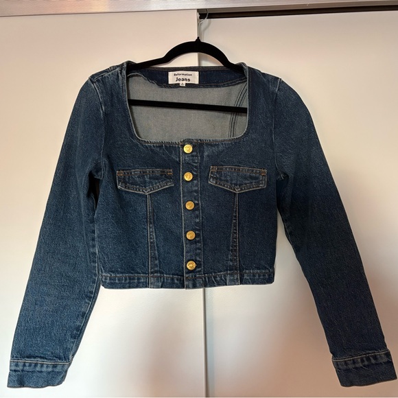 Women's Blue Denim Crop Top by Reformation - Picture 2 of 3